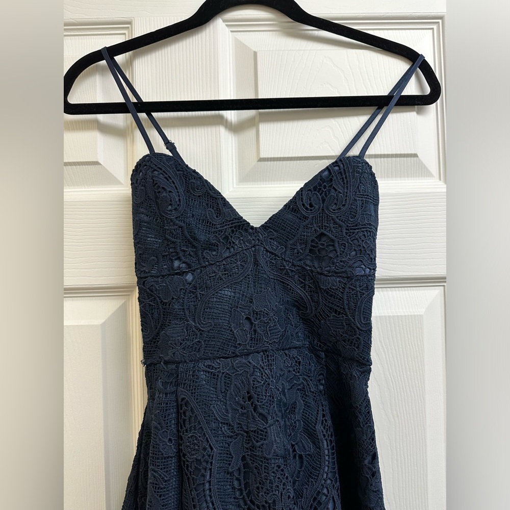 Elegant Navy Lace Dress